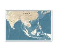 Postereck - 4088 - Impression Carte Asie Pays Villes Plans d'Eau - Art Mural, Géographie, Éducation, Voyage - Affiche - 3:2 61,0 cm x 40,5 cm