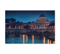 Postereck - 4125 - Basilique Saint-Pierre : Rome, nuit, lumières et pont des Anges. - Poster mural Poster photo Image Décoration murale Décoration murale - toile - 75,0 cm x 50,0 cm