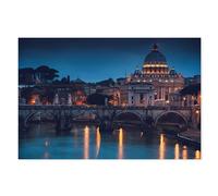 Postereck - 4125 - Basilique Saint-Pierre : Rome, nuit, lumières et pont des Anges. - Poster mural Poster photo Image Décoration murale Décoration murale - Affiche - 4:3-81,0 cm x 61,0 cm