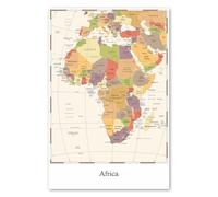 Postereck - 4134 - Impression Carte Afrique Couleurs Pastel Style Vintage - Art Mural, Géographie, Rétro - toile - 75,0 cm x 50,0 cm