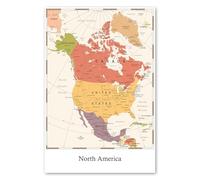 Postereck - 4136 - Impression Carte Amérique du Nord Canada USA Détails - Art Mural, Géographie, Éducation - toile - 60,0 cm x 40,0 cm
