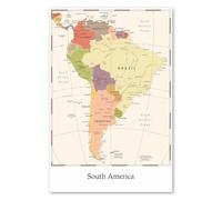 Postereck - 4138 - Impression Carte Amérique du Sud Frontières Villes - Art Mural, Géographie, Éducation - Affiche - 4:3 81,0 cm x 61,0 cm