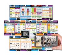 Posterfit Lot de 13 affiches de conditionnement musculaire - Plastifiées - 594 mm x 420 mm (A2) - Affiches d'entraînement de gym - Tutoriels vidéo