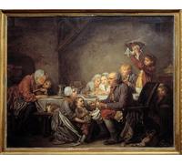 POSTERIIk Affiches D'illustration Affiche Mur Art le gâteau des rois une famille partageant le gâteau à la fête de l'épiphanie de Jean Baptiste Greuze Pour la Décoration du Salon 60x90cm