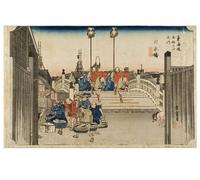 POSTERIIk Affiches D'illustration Affiche Mur Art Nihonbashi Morning View de la série les cinquante-trois stations du Tokaido par Utagawa Hiroshige Pour la Décoration du Salon 60x90cm