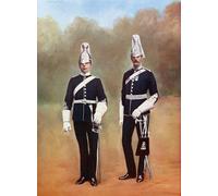 POSTERIIk Art Mural Classique Impression Tableaux Officier et soldat des Yorkshire Dragoons tiré de l'histoire pittoresque du Yorkshire par Ferdinand Georg Waldmuller Pour la Décoration Murale 60x90cm