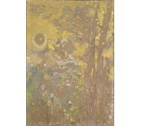 POSTERIIk Célèbre Moderne Mur Art Tableaux Posters Arbres sur fond jaune par Odilon Redon Paysage Toile Affiche Pour la Décoration du Salon 60x90cm