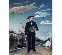 POSTERIIk Célèbre Moderne Mur Art Tableaux Posters Autoportrait de Lile Saint louis par Henri Rousseau Paysage Toile Affiche Pour la Décoration de Bureau 60x90cm