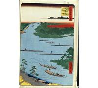 POSTERIIk Célèbre Moderne Mur Art Tableaux Posters Cent célébrités d'Edo à l'embouchure de la rivière Nakagawa par Utagawa Hiroshige Paysage Toile Affiche Pour la Décoration du Salon 60x90cm
