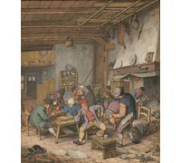 POSTERIIk Célèbre Moderne Mur Art Tableaux Posters Chambre dans une auberge avec des paysans buvant fumant et jouant au backgam par Adriaen Jansz Van Ostade Pour la Décoration Murale 60x90cm
