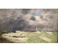 POSTERIIk Célèbre Moderne Mur Art Tableaux Posters Coup de vent à Frascati Le Havre par Eugène Louis Boudin Paysage Toile Affiche Pour la Décoration de Bureau 60x90cm