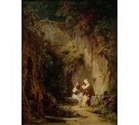 POSTERIIk Célèbre Moderne Mur Art Tableaux Posters Dispute des moines par Carl Spitzweg Paysage Toile Affiche Pour la Décoration du Salon 60x90cm