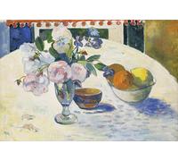 POSTERIIk Célèbre Moderne Mur Art Tableaux Posters Fleurs et coupe de fruits sur une table de Paul Gauguin Paysage Toile Affiche Pour la Décoration de Bureau 60x90cm