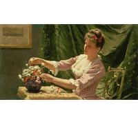 POSTERIIk Célèbre Moderne Mur Art Tableaux Posters Jeune femme arrangeant des fleurs par Emile Claus Paysage Toile Affiche Pour la Décoration de Bureau 60x90cm