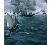 POSTERIIk Célèbre Moderne Mur Art Tableaux Posters la bataille de l'USS Kearsarge et du Alabama par Edouard Manet Paysage Toile Affiche Pour la Décoration du Salon 60x90cm