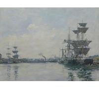 POSTERIIk Célèbre Moderne Mur Art Tableaux Posters Le Havre Navires dans un bassin d'Eugène Louis Boudin Paysage Toile Affiche Pour la Décoration Murale 60x90cm