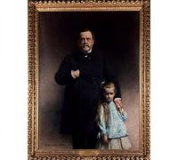 POSTERIIk Célèbre Moderne Mur Art Tableaux Posters Louis Pasteur and His Granddaughter by Leon Florentin Bonnat Paysage Toile Affiche Pour la Décoration de Bureau 60x90cm