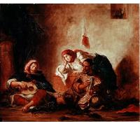 POSTERIIk Célèbre Moderne Mur Art Tableaux Posters Orientalisme Musiciens juifs de Mogador Maroc Peinture de Ferdinandeugene Delacroix Paysage Toile Affiche Pour la Décoration du Salon 60x90cm