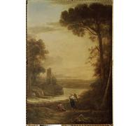 POSTERIIk Célèbre Moderne Mur Art Tableaux Posters Paysage avec Tobie et l'Archange Raphaël par Claude Lorrain Paysage Toile Affiche Pour la Décoration Murale 60x90cm