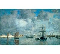 POSTERIIk Célèbre Moderne Mur Art Tableaux Posters Port de Camaret Sur Mer Peinture d'Eugène Louis Boudin Paysage Toile Affiche Pour la Décoration du Salon 60x90cm
