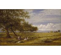POSTERIIk Célèbre Moderne Mur Art Tableaux Posters un Hayfield anglais par Benjamin Williams Leader Paysage Toile Affiche Pour la Décoration du Salon 60x90cm