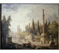 POSTERIIk Célèbre Moderne Mur Art Tableaux Posters Vue du jardin du musée des monuments français Peinture d'Hubert Robert Paysage Toile Affiche Pour la Décoration de Bureau 60x90cm