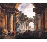 POSTERIIk Célèbre Moderne Mur Art Tableaux Posters Vue imaginaire de la Thegalerie du Louvre en ruines par Hubert Robert Paysage Toile Affiche Pour la Décoration Murale 60x90cm