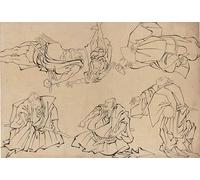 POSTERIIk Célèbre Toile d'art Abstrait L'art imprimé Acteurs de Kabuki par Katsushika Hokusai Poster Image Pour la Décoration Murale 60x90cm