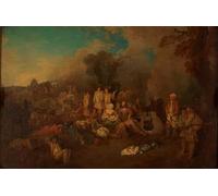 POSTERIIk Célèbre Toile d'art Abstrait L'art imprimé Bivouac par Jean Antoine Watteau Poster Image Pour la Décoration du Salon 60x90cm