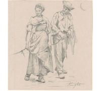 POSTERIIk Célèbre Toile d'art Abstrait L'art imprimé Deux paysans de Daniel Ridgway Knight Poster Image Pour la Décoration du Salon 60x90cm