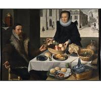 POSTERIIk Célèbre Toile d'art Abstrait L'art imprimé Double portrait d'un couple de personnes âgées par Lucas Van Valckenborch Poster Image Pour la Décoration du Salon 60x90cm