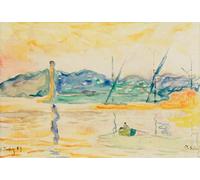 POSTERIIk Célèbre Toile d'art Abstrait L'art imprimé Entrée du port de Saint-tropez au coucher du soleil par Paul Signac Poster Image Pour la Décoration Murale 60x90cm