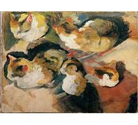 POSTERIIk Célèbre Toile d'art Abstrait L'art imprimé Études sur les chats par August Macke Poster Image Pour la Décoration Murale 60x90cm