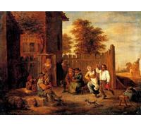 POSTERIIk Célèbre Toile d'art Abstrait L'art imprimé Paysans se réjouissant devant une auberge David le Jeune Teniers Poster Image Pour la Décoration du Salon 60x90cm