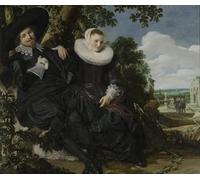 POSTERIIk Célèbre Toile d'art Abstrait L'art imprimé Portrait d'un couple dans un paysage par Frans Hals Poster Image Pour la Décoration du Salon 60x90cm