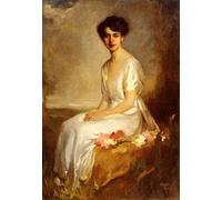POSTERIIk Célèbre Toile d'art Abstrait L'art imprimé Portrait d'une élégante jeune femme en robe blanche Artur Lajos Halmi Poster Image Pour la Décoration Murale 60x90cm