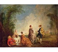 POSTERIIk Célèbre Toile d'art Abstrait L'art imprimé une proposition embarrassante de Jean Antoine Watteau Poster Image Pour la Décoration de Bureau 60x90cm