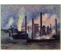 POSTERIIk Célèbre Toile d'art Abstrait L'art imprimé Vue de l'aciérie de Charleroi par Maximilien Luce Poster Image Pour la Décoration Murale 60x90cm