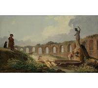 POSTERIIk De Célèbres Tableaux Affiches D'illustration Affiche Mur Art Aqueduc en ruines par Hubert Robert Kunstwerk Tableaux Pour la Décoration du Salon 60x90cm