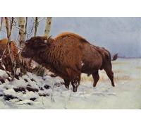 POSTERIIk De Célèbres Tableaux Affiches D'illustration Affiche Mur Art Bison d'Europe d'après Wilhelm Kuhnert Kunstwerk Tableaux Pour la Décoration Murale 60x90cm