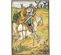 POSTERIIk De Célèbres Tableaux Affiches D'illustration Affiche Mur Art Don Quichotte et les moulins à vent de Walter Crane Kunstwerk Tableaux Pour la Décoration du Salon 60x90cm