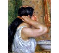 POSTERIIk De Célèbres Tableaux Affiches D'illustration Affiche Mur Art Jeune fille se coiffant par Pierre Auguste Renoir Kunstwerk Tableaux Pour la Décoration Murale 60x90cm
