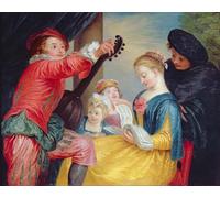 POSTERIIk De Célèbres Tableaux Affiches D'illustration Affiche Mur Art la Leçon de Musique de Jean Antoine Watteau Kunstwerk Tableaux Pour la Décoration de Bureau 60x90cm