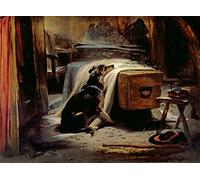 POSTERIIk De Célèbres Tableaux Affiches D'illustration Affiche Mur Art le pleureur en chef du vieux berger par Edwin Landseer Kunstwerk Tableaux Pour la Décoration Murale 60x90cm