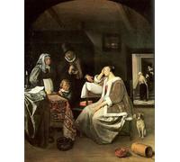 POSTERIIk De Célèbres Tableaux Affiches D'illustration Affiche Mur Art les amants malades de Jan Havickszoon Steen Kunstwerk Tableaux Pour la Décoration du Salon 60x90cm
