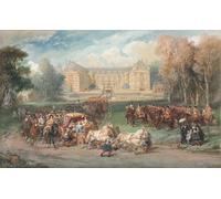 POSTERIIk De Célèbres Tableaux Affiches D'illustration Affiche Mur Art Louis XIV conduisant dans le parc de Versailles par Eugène Louis Lami Kunstwerk Tableaux Pour la Décoration du Salon 60x90cm