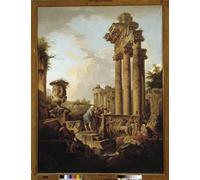 POSTERIIk De Célèbres Tableaux Affiches D'illustration Affiche Mur Art Paysage de ruines romaines avec restes d'un temple ou l'archéologue de Paolo Pannini Pour la Décoration du Salon 60x90cm