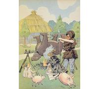 POSTERIIk Toile d'art Abstrait L'art imprimé une famille gauloise cuisinant un ours Illustration tirée de Let Play History de Jacques Marie Gaston Onfray De Breville Pour la Décoration Murale 60x90cm