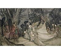 POSTERIIk Vintage Art Mural Classique Art décor la Rencontre d'Obéron et de Titania d'Arthur Rackham Impression Peinture Huile Pour la Décoration du Salon 60x90cm