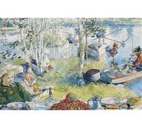 POSTERIIk Vintage Art Mural Classique Impression Tableaux Cancer de Carl Larsson Impression Peinture Huile Pour la Décoration Murale 60x90cm